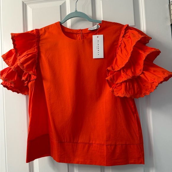NWT Harshman Juliette Blouse in Coral - Picture 3 of 5